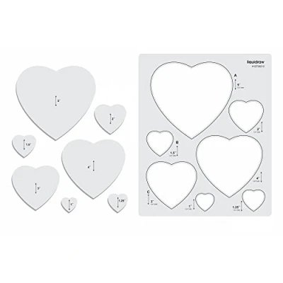 Image of Liquidraw Quilting Templates &amp; Rulers for Patchwork Acrylic Stencils Set Hexagon, Hearts, Square Circle (Hearts)