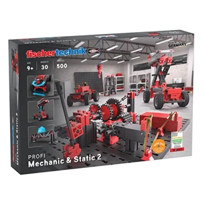 Image of fischertechnik 536622 Advanced Mechanic &amp; Static 2 Kit for Children from 9 Years, Experiment Box with 30 Models, Includes Motor, Promotes Technical Understanding