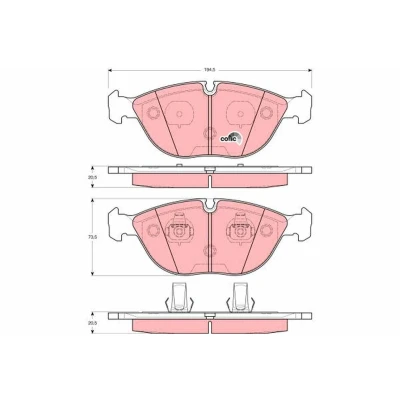 Image of 1162884, 1165626, 1166161, 34111162884, 34111165626 Brake pad set TRW COTEC GDB1285 prepared for wear indicator MERCEDES BENZ: E Class Saloon