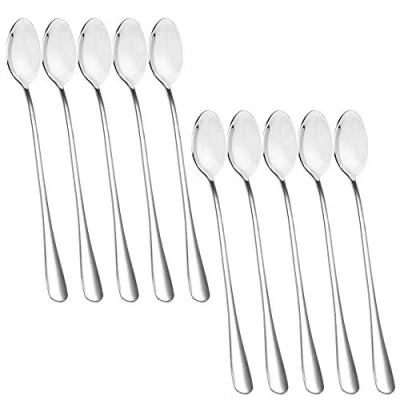 Image of Long Handle Stirring Spoon, SourceTon Set of 10 Stainless Steel Mixing Spoon for Iced Tea, Coffee, Cocktail, Milkshake, Cold Drink