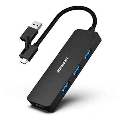 Image of BENFEI USB 3.0 HUB, C 2 in 1 Type A/Type Hub with 4 Ports Compatible for MacBook, Mac Pro, Mini, iMac, Surface XPS, PC, Flash Drive, Mobile HDD