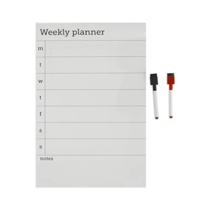 Image of Cathedral Products Magnetic Weekly Planner with Dry Erase Surface Includes 2 Pens Easy to Use Organiser for Home or Office