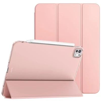 Image of TiMOVO for iPad Pro 11 Inch Case M4 2024, Slim Stand Cover 11&quot; 5th Generation, Smart Shell with Translucent Back, Supports Pencil and Pencil(USB C), Rose Gold