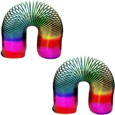 Image of SDMAX Rainbow Magic Spring, Slinky Spring Coil for Kids, Expandable Fidget Toy, Funny Stretching and Bouncing Toy (2X15CM)