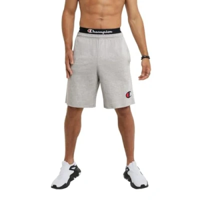 Image of Champion Men&#039;s, Lightweight Lounge, Casual Jersey Knit, Weekend Shorts (Reg. Or Big &amp; Tall), Granite Heather C Logo, X Large