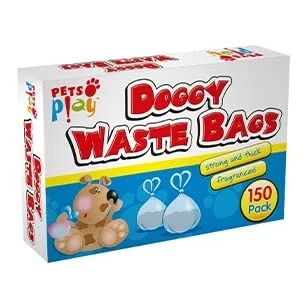 Image of Doggy Waste Scented Pet Scooper Poo Bags 150 x Dog Black With Tie Handles (1 Pack)