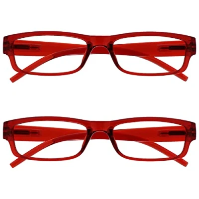 Image of OPULIZE, Reading Glasses Red Lightweight Comfortable Readers Value 2 Pack Mens Womens RR32 Z +3.00