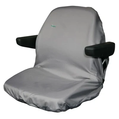 Image of TOWN &amp; COUNTRY COVERS Universal Tractor Seat Cover, Plant Hire Standard Large Size, Heavy Duty, Fast Easy To Fit, Waterproof, Armrest Headrest Slots (Grey, Large)