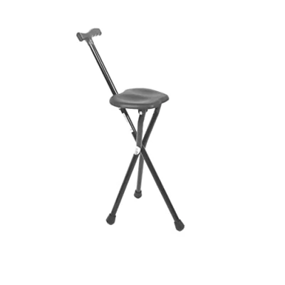 Image of PEPE Walking Stick with Seat Foldable (Height 34.2&quot;, Not Adjustable), Chair for Adults, sticks Men and Women, Aluminium 3 Legs, Cane Black
