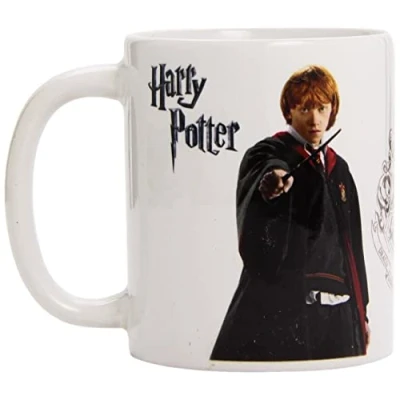 Image of Harry Potter Ceramic Mug with Photograph of Ron Weasley and Hogwarts Crest in Presentation Box Official Merchandise