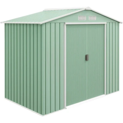 Image of Outsunny 7 x 4ft Garden Shed Storage with Foundation Kit and Vents Light Green 845 030YG