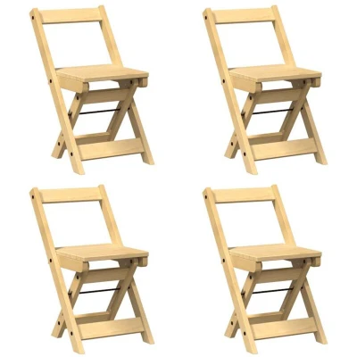 Image of vidaXL Dining Chairs Foldable 4 pcs Corona Wax Brown Solid Wood Pine