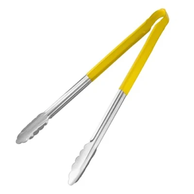 Image of Hygiplas Colour Coded Serving Tongs 405 mm, Yellow, Stainless Steel, Yellow for Handling Cooked Meats, HC855