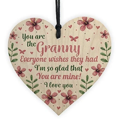 Image of RED OCEAN Nan Nanny Nanna Gran Granny Birthday Mothers Day Grandmother Grandparent Gift Presents Wooden Heart Sign
