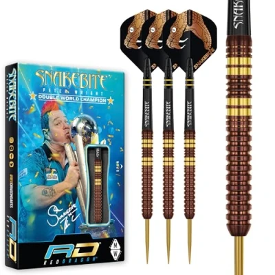 Image of RED DRAGON Peter Snakebite Wright Copper Fusion 23 Gram Premium Tungsten Darts Set with Flights and Stems