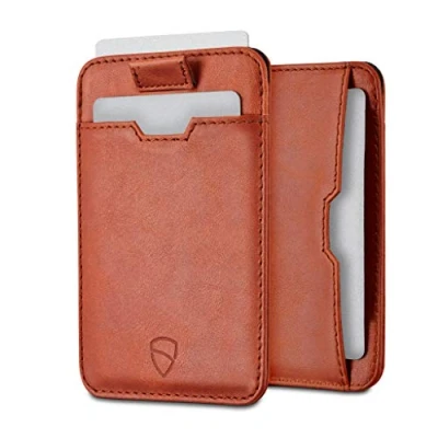 Image of Vaultskin Chelsea Slim Leather Wallet for Front Pocket RFID Blocking Men&#039;s Accessory with Gift Box (Cognac)