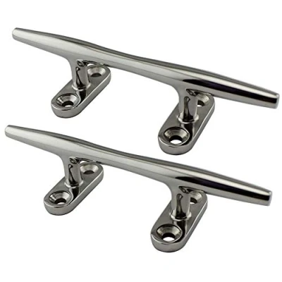 Image of POFET 2 Pcs 8 inch 100mm 316 Stainless Steel Heavy Duty Boat Hollow Base Cleats for Marine Yacht,Stainless Dock Deck Rope Cleat Bollard