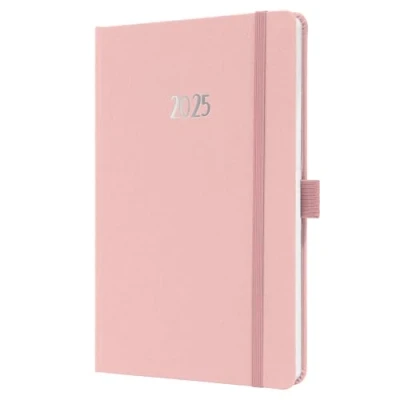 Image of SIGEL J5405 Weekly Planner Jolie 2025, FSC Certified, 2 Pages = 1 Week, hardcover with a Fabric Surface, Approx. A5, Light Pink, 174