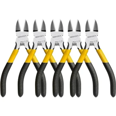 Image of BOOSDEN 5&quot; Wire Cutters, 5 Pack, Precision Cutting Pliers, Ultra Sharp Snips Clippers, Spring Loaded Flush Cutter, Diagonal Pliers for Jewelry Making Crafting, Cutters Set