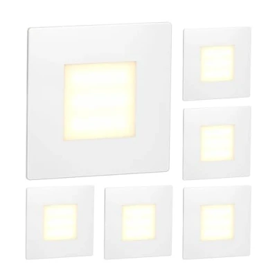 Image of ledscom.de 6 LED Staircase Light/recessed Wall Light FEX for Indoors and Outdoors, Angular, 85 x 85mm, Warm White