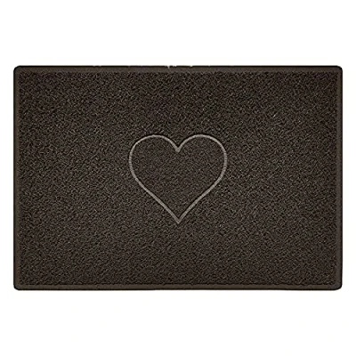 Image of Nicoman Heart Embossed Shape Entrance Door Mat Dirt Trapper Jet Washable Doormat Drainage Outdoor Use Only (Large, Brown, 90 x 60cm)