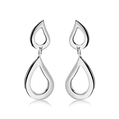 Image of Tuscany Silver Women&#039;s Sterling Double Cutout Drop Earrings