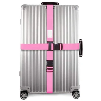 Image of OW Travel Personalised Luggage Cross Straps for Suitcases (1 Pack Pink) Easy to Spot Sturdy Suitcase with labels. Strap Belt Baggage.Bag Case Belts
