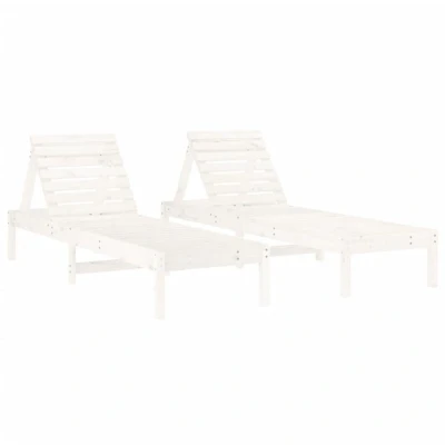 Image of vidaXL Sun Loungers 2 pcs White 199.5x60x74 cm Solid Wood Pine