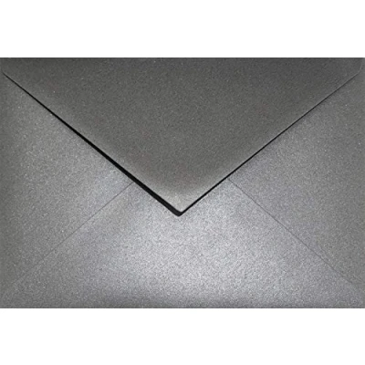 Image of Netuno 100 Pearlescent Grey envelopes DIN C6 114x162mm 4.49x6.39 inches 120gsm Aster Metallic gummed Pointed Flap no Window for Invitations Wedding Christmas Birthday Greeting Cards invites RSVP