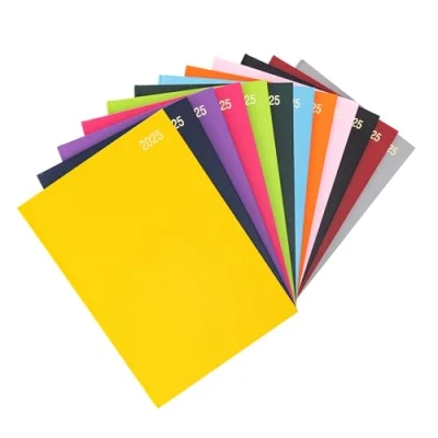 Image of 2025 A4 A5 Day to Page Diary Full Year Planner Desk Hardback Academic Organiser for Home Office School (A4 a Day, Yellow)