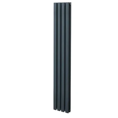 Image of Oval Column Radiator 1600mm x 240mm Modern Designer Double Panel Central Heating Heater Matt Anthracite Grey Carbon Steel Vertical Kitchen Living Room Free Cleaning Brush Fixing Kit &amp; Brackets