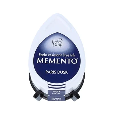 Image of Tsukineko Memento Dew Drop Ink Pads for Stamping Black, Paris Dusk Small Translucent Waterproof, Archival Embossing