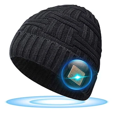 Image of Stocking Fillers Bluetooth Beanie Hat Women Mens Gifts Christmas Eve Box Fillers, Xmas Music with Stereo Speakers &amp; Mic Unique Tech Secret Santa for Men Mom Her Teens Boys Girls