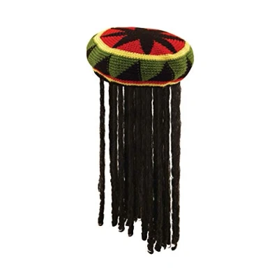 Image of New Ladies Men’s Adult Jamaican Hat Wig with Dreadlocks Bob Marley Fancy Dress