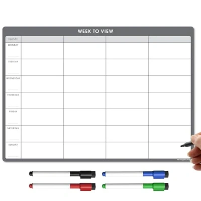 Image of TMS A3 Magnetic Weekly Planner Whiteboard for Fridge Dry Wipe Meal Planner, Calendar or Memo Board Plan Family Business Tasks Erase to Do List Magnet with 4 Pens [42 x 30cm]
