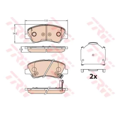 Image of 58101C8A00, 58101C8A50, 58101H5A25, 58302H5A00 Brake pad set TRW GDB3630 with acoustic wear warning KIA: Stonic Hatchback, Rio 4