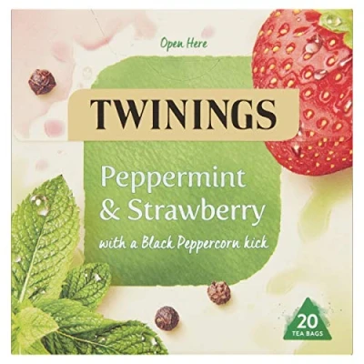 Image of Twinings Peppermint and Strawberry Herbal Tea Bags, 20 bags