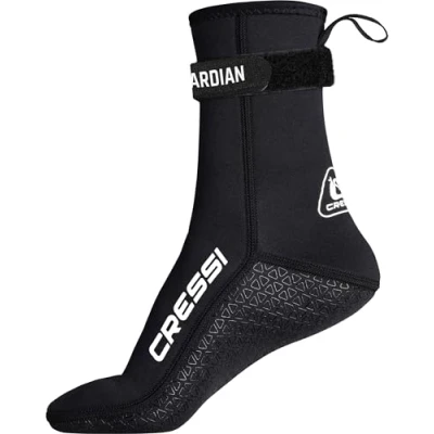 Image of CRESSI Guardian Mid High Neoprene Socks 2mm XS with Velcro Strap, Ideal for All Water Sports Enthusiasts, Black, XS, Unisex