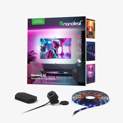 Image of nanoleaf 4D Screen Mirror + 5.2M Lightstrip Kit for TV up to 85 inch / 216cm LED RGB Strip Plus Camera, WiFi, Compatible Amazon Alexa Google Home Apple, White