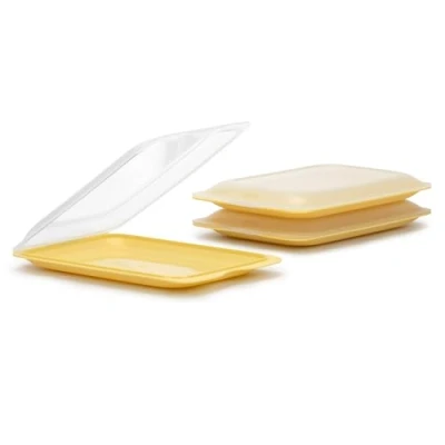 Image of TATAY Set of 3 Cold Meat Containers with Lid, BPA Free, Reusable, Stackable, Dishwasher and Microwaveable, Colour Yellow, Measures 17 x 3,2 25,2 cm