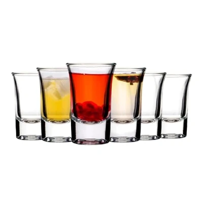 Image of Premier Housewares 35ml Shot Glass Set of 6 Reusable Clear Glasses for Vodka Shots, Rum, Brandy, Jello Shots Heavy Base Home Bar, Pub, Event, Party