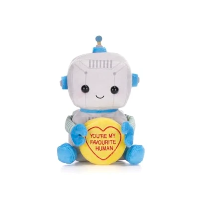 Image of Posh Paws 38040 18cm Swizzels Love Hearts Ronnie The Robot “You’re My Favourite Human Plush Soft Toy, Grey