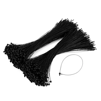 Image of sourcing map 7&quot; 1000 Pcs Black Snap Lock Pin Loop Plastic Tag Fastener Hook Ties