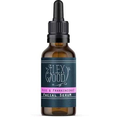 Image of The Ilex Wood Rose and Frankincense Face Serum 100% Natural, Vegan, Moisturising, Anti Ageing, Wrinkle &amp; Line Reducing Ingredients, Cruelty Free, Palm Oil Plastic Handcrafted 20ml