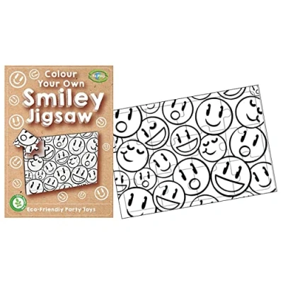 Image of Playwrite Re:Play PACK OF 12 100% Plastic Free Eco Friendly Colour Your Own Smiley Jigsaw Colouring Party Activity Toy Puzzle for Kids