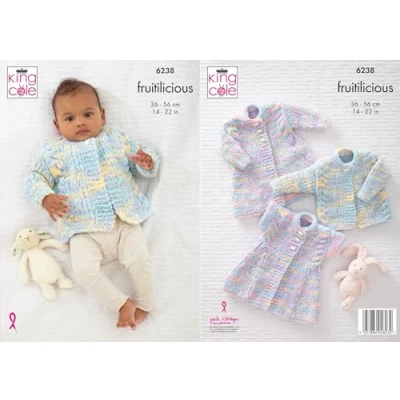 Image of King Cole 6238 Knitting Pattern Baby Jacket Cardigan Waistcoat in Fruitilicious