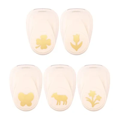 Image of Vaessen Creative Craft Paper Punch Spring 5 Pcs Various Sizes Circle Cutter for Crafting and Card Making Lamb, Daffodils, Butterfly, Tulip, Four Leaf Clover