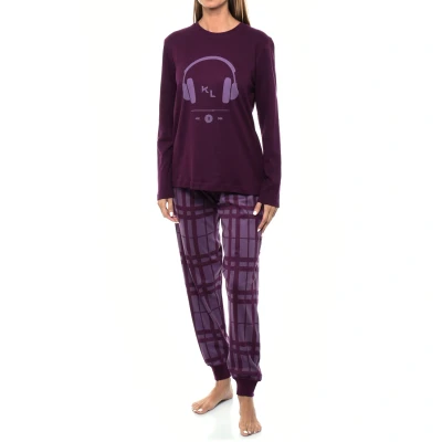 Image of Kisses&amp;Love KLP1 WoMens long sleeved winter pajamas Violet Size Small