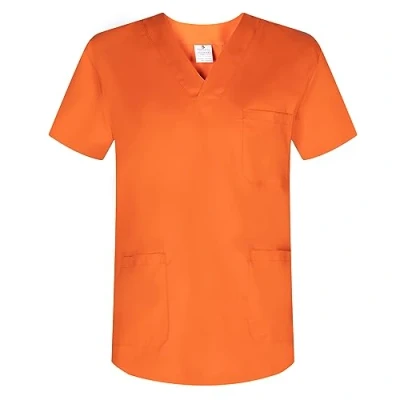 Image of MISEMIYA Scrub Top Unisex Scrubs Medical Uniform V Neck Tunic 817 Small, Orange