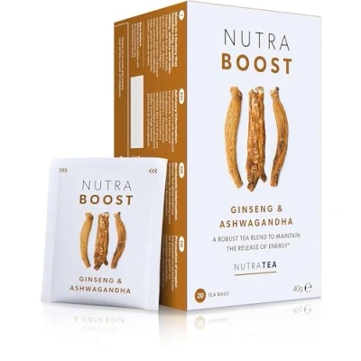 Image of NUTRABOOST Energy Tea Herbal Boost Help With Tiredness And Fatigue Includes Green Tea, Ginseng &amp; Ashwagandha 20 Enveloped Bags by Nutra